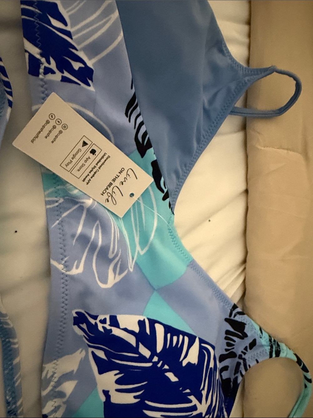 Cupshe Blue & Aqua Tropical Leaf Triangle Bikini Set | XXL - Picture 4 of 5